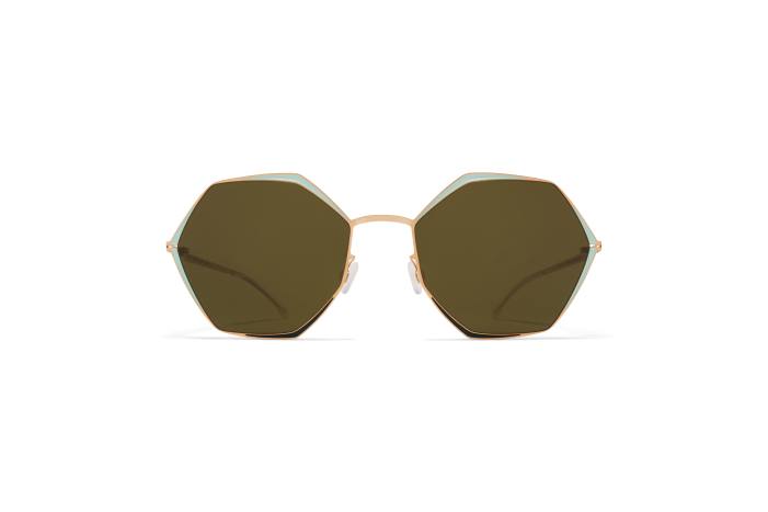 stel: champagne guld/grøn/mos|linse: rågrønt fast stof alessia MYKITA F0JJ107 årtier