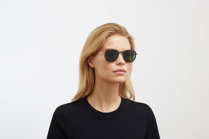 stel: mh7 kulsort/blank guld|linse: polariseret pro grøn 15 el MYKITA F0JJ46 mylon