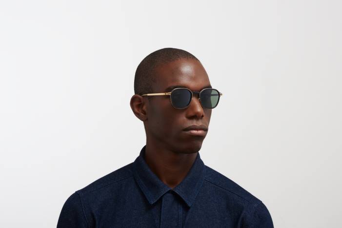 stel: mh7 kulsort/blank guld|linse: polariseret pro grøn 15 gran MYKITA F0JJ144 mylon
